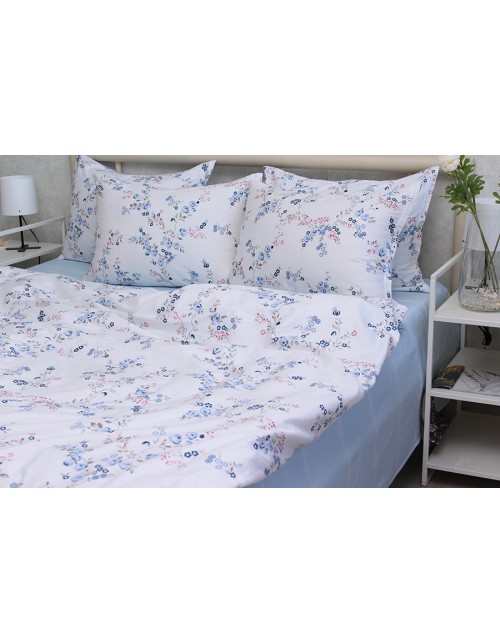 Двоспальний комплект постільної білизни з квітковим принтом, Сатин люкс