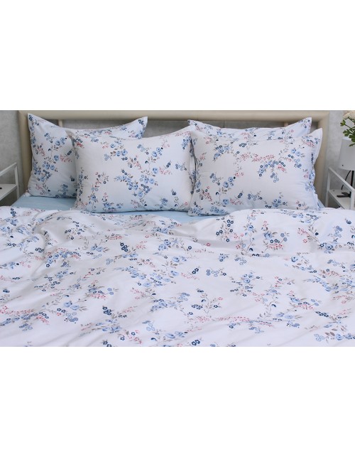 Двоспальний комплект постільної білизни з квітковим принтом, Сатин люкс