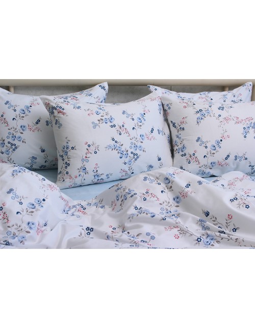 Двоспальний комплект постільної білизни з квітковим принтом, Сатин люкс