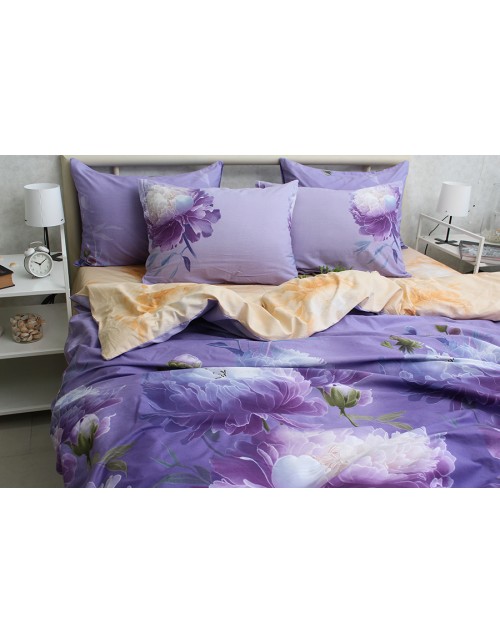 Двоспальний комплект постільної білизни з великими квітами, Сатин люкс