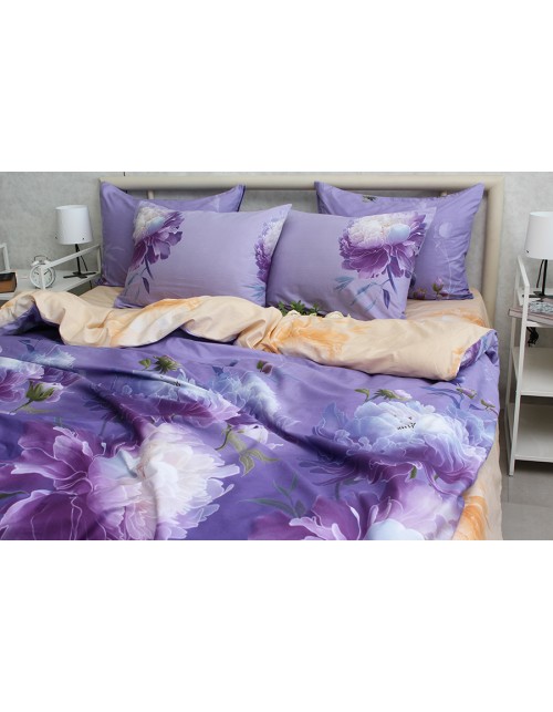 Двоспальний комплект постільної білизни з великими квітами, Сатин люкс