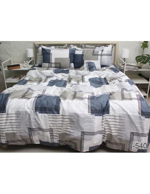 Двоспальний комплект постільної білизни з геометричними візерунками, Сатин люкс