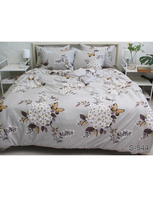Двоспальний комплект постільної білизни з квітами та метеликами, Сатин люкс