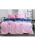 Постіль двоспальна зима-літо синьо-рожевого кольору із зірками