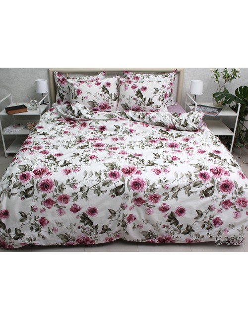 Двоспальний комплект постільної білизни з квітковим принтом, Сатин люкс