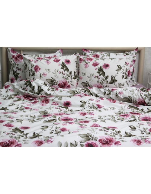 Двоспальний комплект постільної білизни з квітковим принтом, Сатин люкс