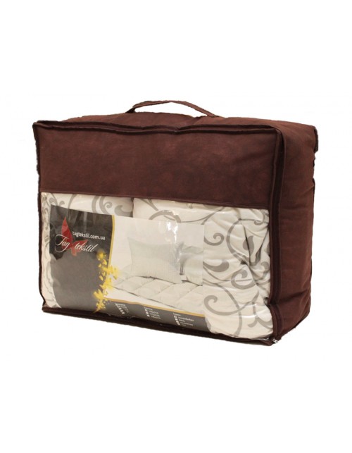 Ковдра полуторна білого кольору з візерунком і наповнювачем екопух