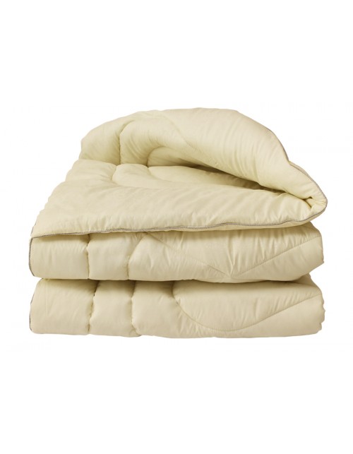 Ковдра двоспальна бежевого кольору з наповнювачем штучний лебединий пух