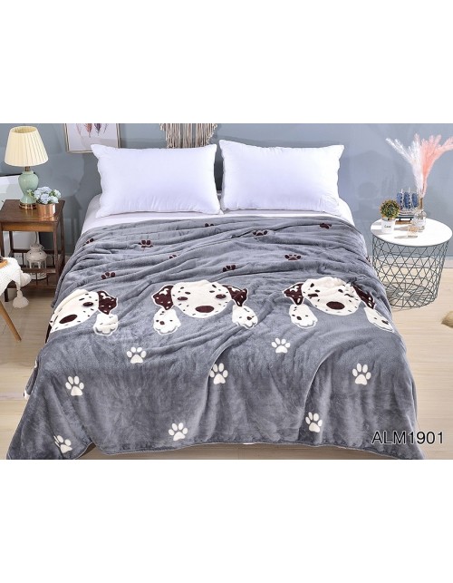 Плед серого цвета с собачками (160х220 см.)