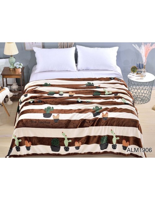 Плед в полоску с кактусами (200х220 см.)
