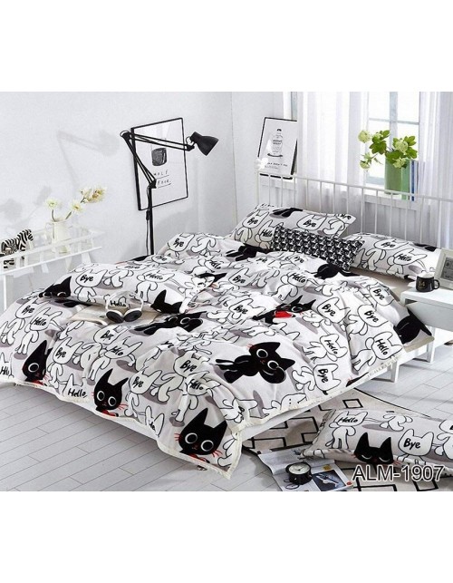 Плед серого цвета с котиками (200х220 см.)