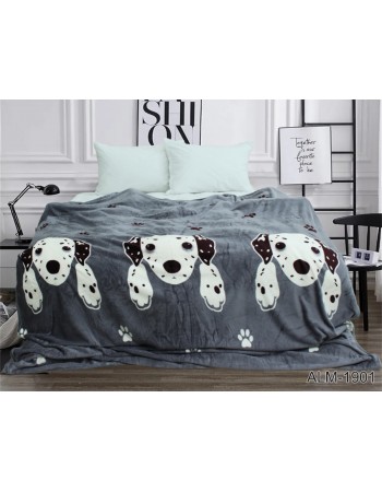 Плед серого цвета с собачками 200х220