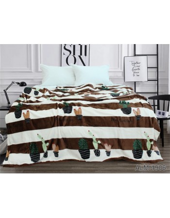 Плед в полоску с кактусами 160х220