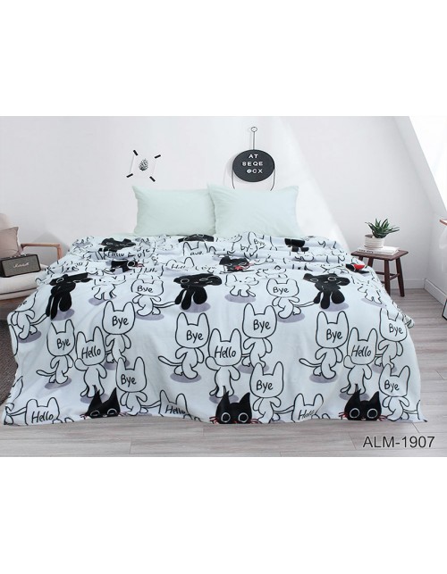 Плед серого цвета с котиками (200х220 см.)