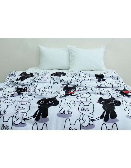 Плед серого цвета с котиками (200х220 см.)