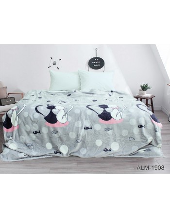 Плед серого цвета с котами 160х220