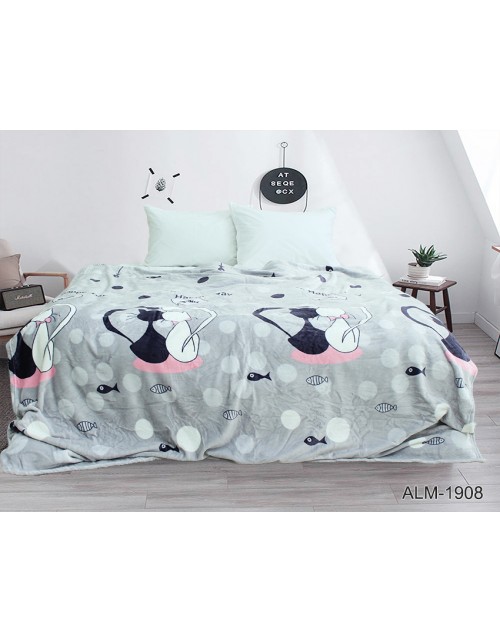 Плед серого цвета с котами (160х220 см.)