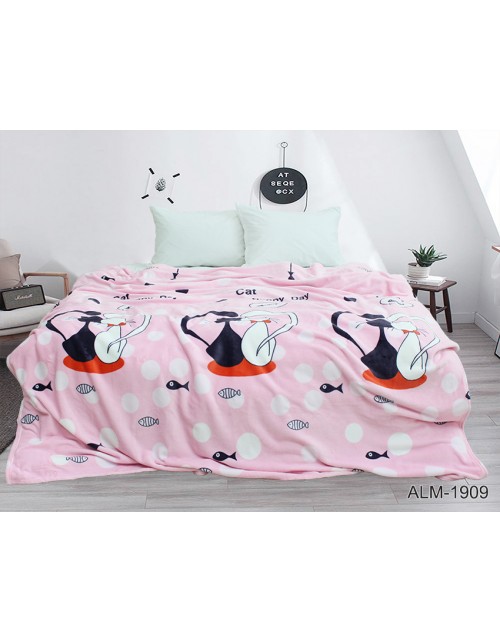 Плед розового цвета с котами (160х220 см.)