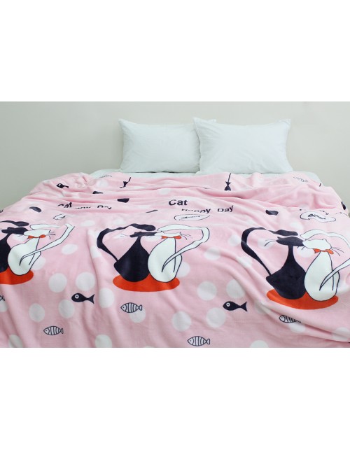 Плед розового цвета с котами (160х220 см.)