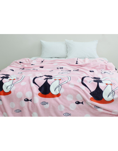 Плед розового цвета с котами (200х220 см.)