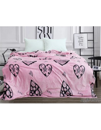 Плед розового цвета с сердцами 160х220