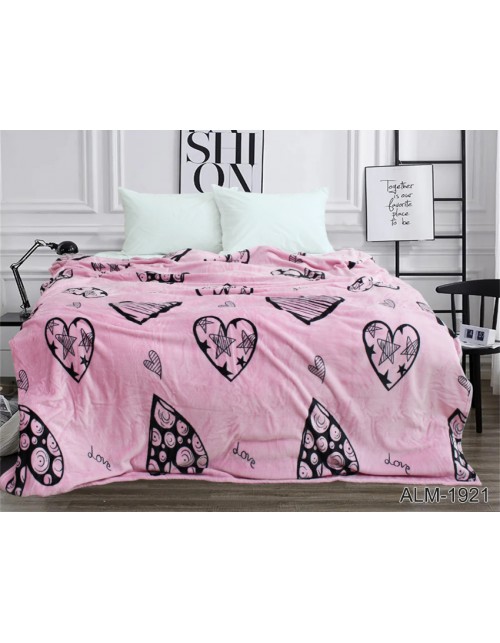 Плед розового цвета с сердцами (200х220 см.)