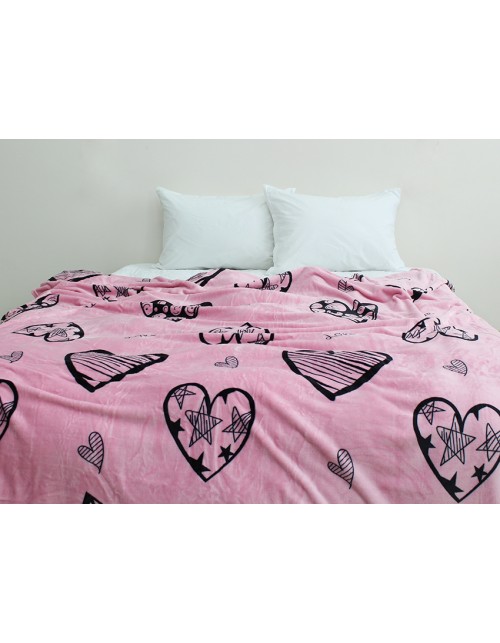 Плед розового цвета с сердцами (160х220 см.)