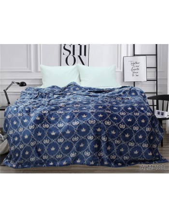 Плед синего цвета с коронами 200х220