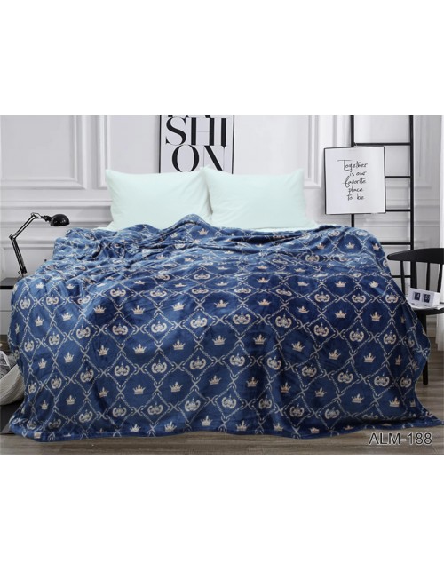 Плед синего цвета с коронами (160х220 см.)