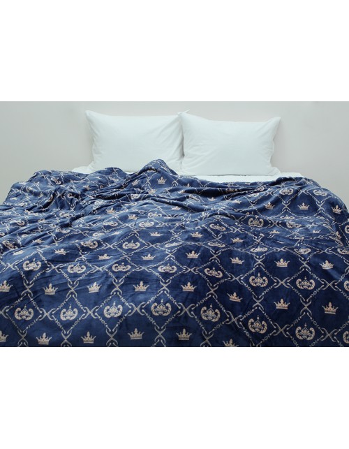 Плед синего цвета с коронами (160х220 см.)