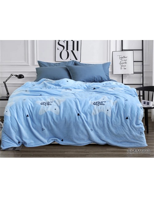 Плед голубого цвета со звездами (200х220 см.)