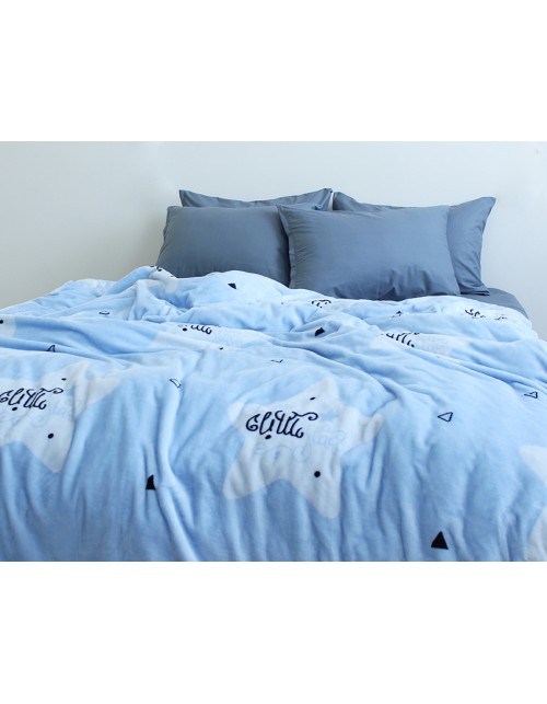 Плед голубого цвета со звездами (160х220 см.)