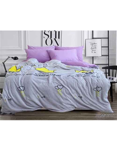 Плед серого цвета с сердечками (160х220 см.)