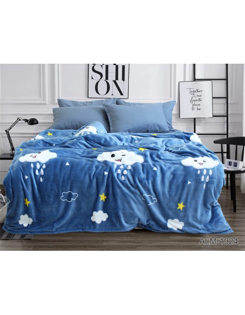 Плед блакитного кольору із зірками та хмарами (160х220 см.)