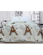 Плед молочного кольору з елфевою вежею та сердечками 200х220