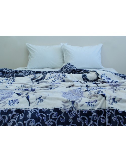 Плед синього кольору з візерунком (200х220 см.)