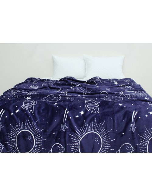 Плед синего цвета з космосом (200х220 см.)