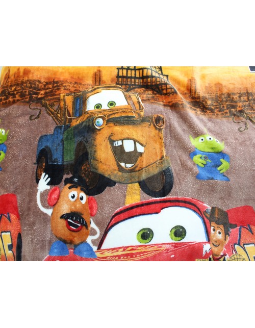 Детский плед коричневого цвета с тачками (200х220 см.)