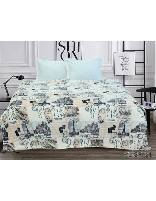 Плед бежевого цвета с Парижем (160х220 см.)