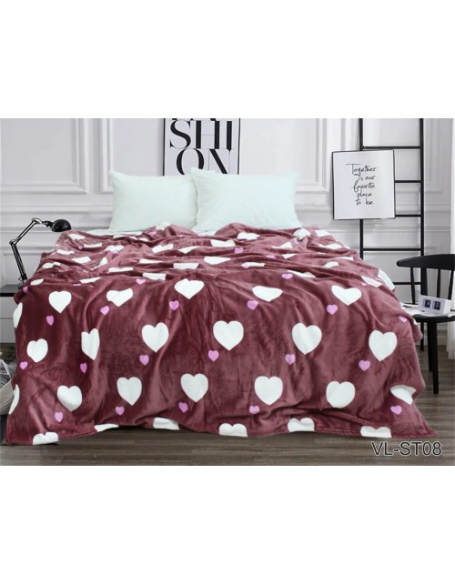 Плед коричневого цвета з сердечкаим (200х220 см.)