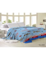 Плед голубого цвета с Тачками 200х220