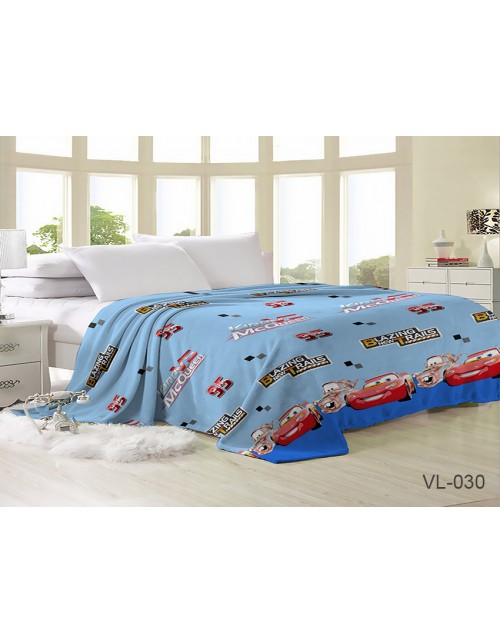 Дитячий плед блакитного кольору з тачками (200х220 см.)