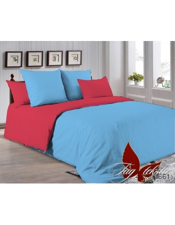 Постель полуторная бордово-голубого цвета