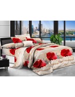 Постіль полуторна з червоними трояндами
