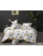 Постель полуторная белого цвета с сердцами