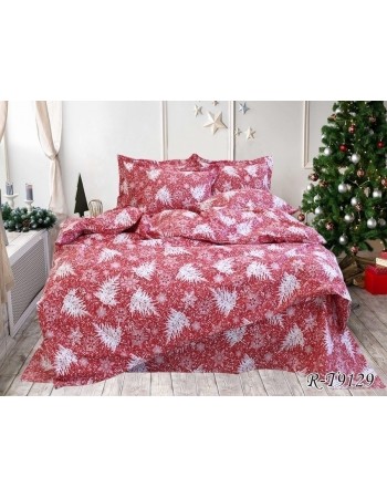 Постіль полуторна червоного кольору зі сніжинками
