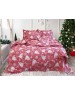 Полуторний комплект постільної білизни червоного кольору зі сніжинками, Ранфорс