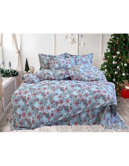 Полуторний комплект постільної білизни з різними сніжинками, Ранфорс
