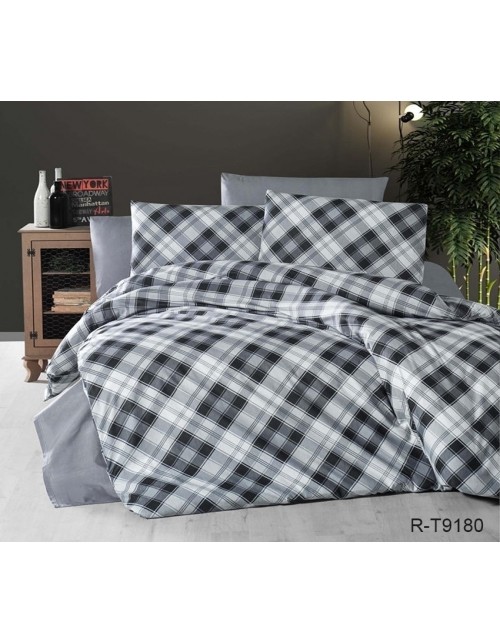 Полуторний комплект постільної білизни з ромбовим принтом, Ранфорс