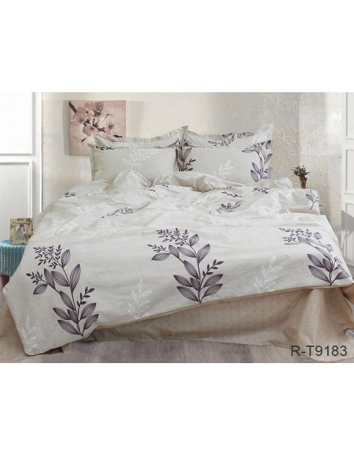 Полуторный комплект постельного белья с листьями на ветвях, Ранфорс